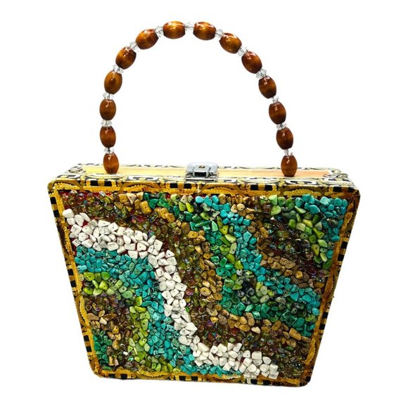 Braciano Handcrafted with Gemstones on a Vintage Cigar Box W/ Bamboo Handle - Picture 1 of 12